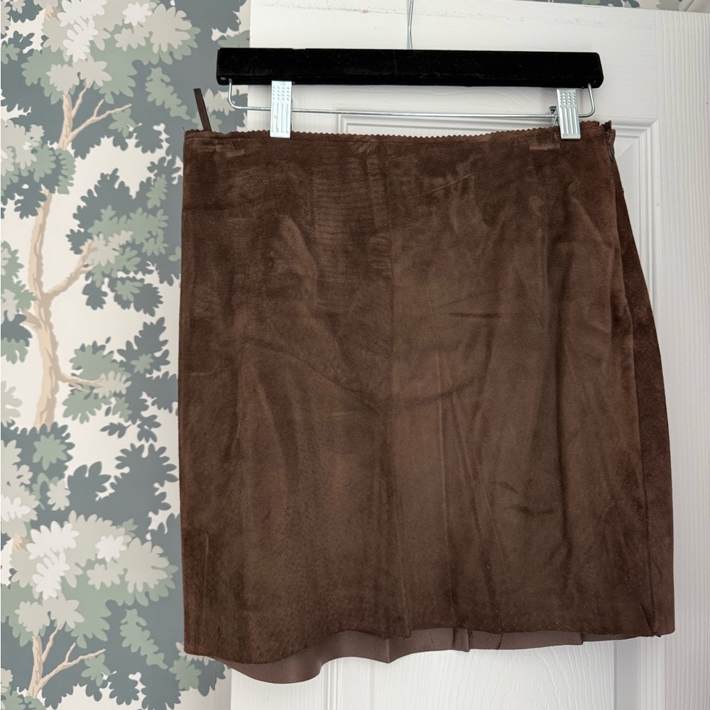 90’s Nicole Miller Chocolate Brown suede Mini Skirt